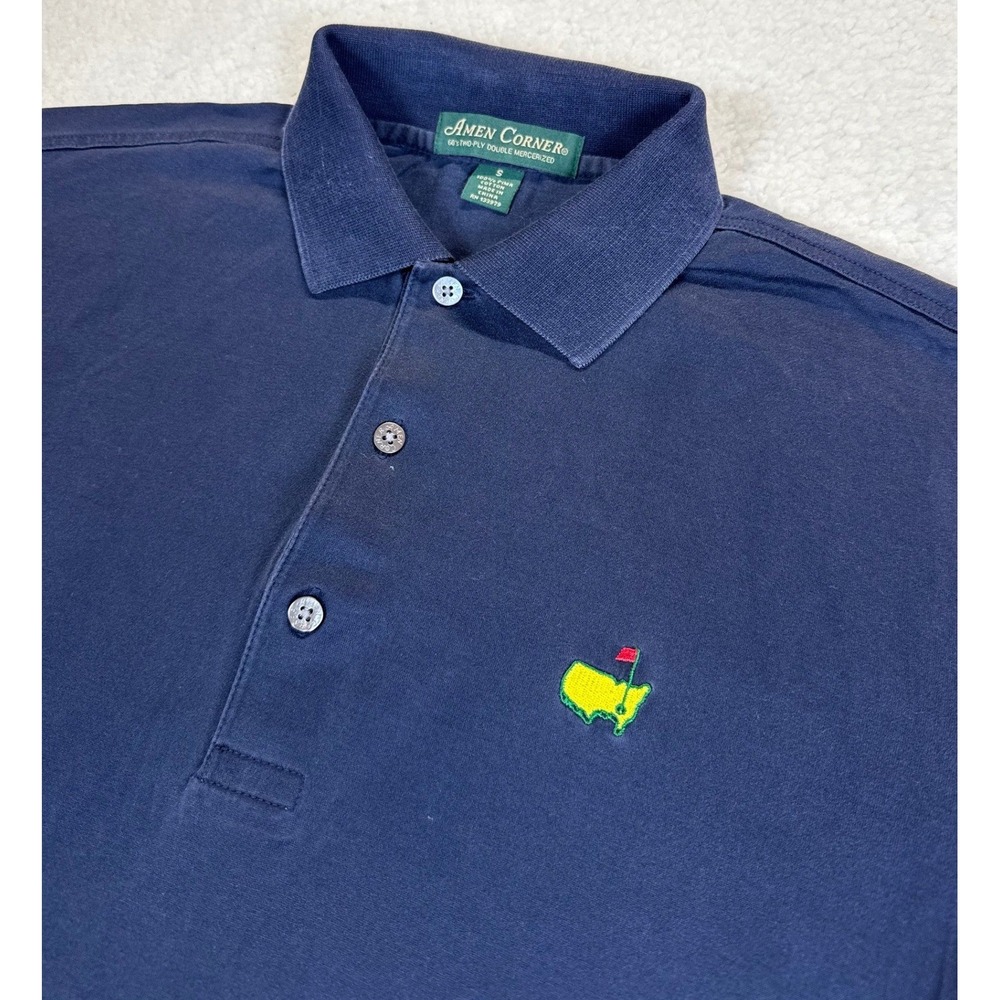 Amen Corner Masters Golf Polo Shirt Navy Blue Pima Cotton Mens Small